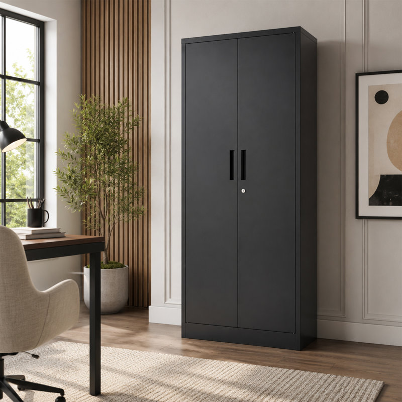 Grande armoire de rangement verrouillable en métal de 72 pouces avec 4 tablettes réglables pour le bureau à domicile