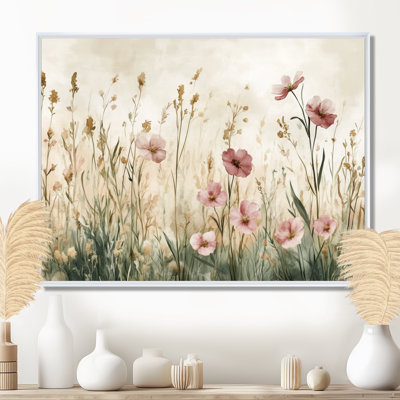 Blush Poppy Field Whisper I - Pink Field Canvas Artwork