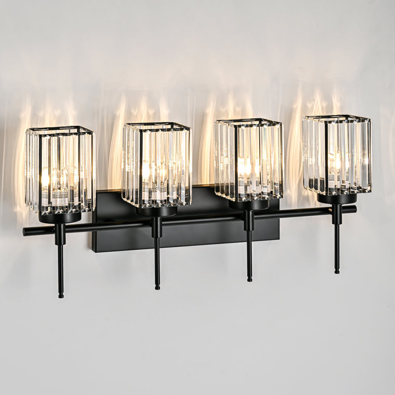 Edgars Modern Crystal Dimmable Vanity Light, Black, 4