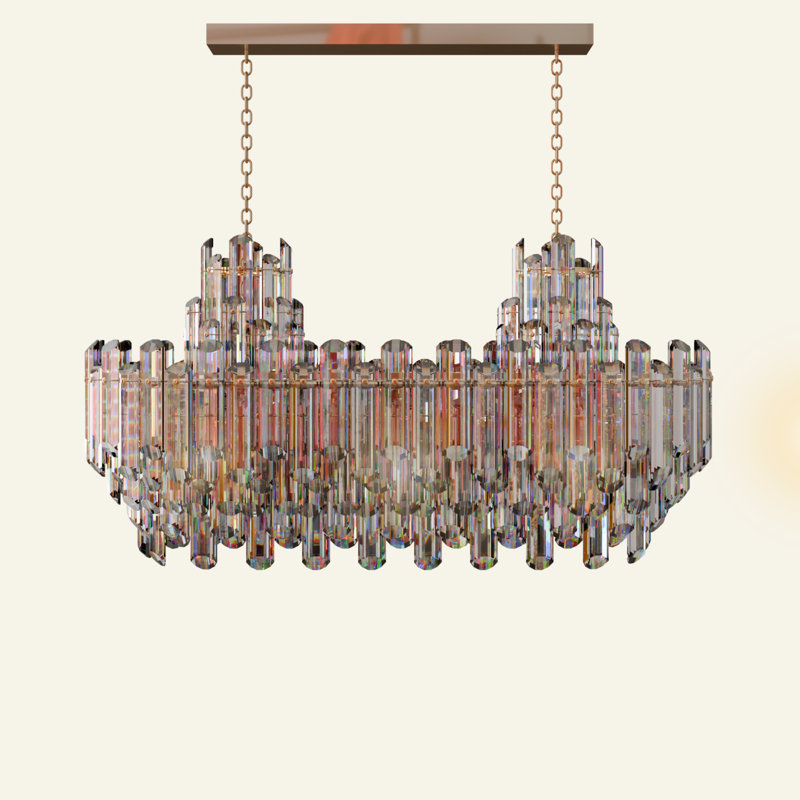Bienek 24 - Luxury K9 Crystal Chandelier – Modern Oval Crystal Pendant Light with Adjustable Hanging Chain, Flush Mount Ceiling Fixture for Dining Room & Living Room, E14 Bulb