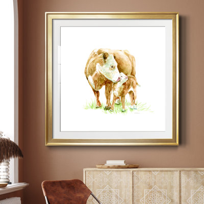 Vache et veau - Peinture encadrée