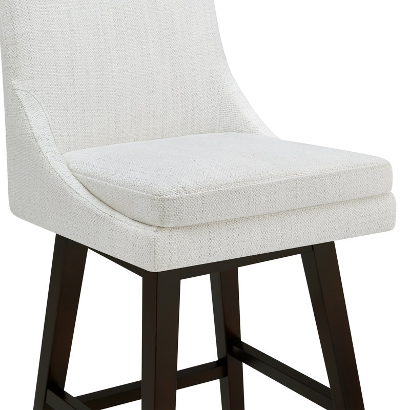 Tabouret de bar et de comptoir pivotant rembourré Zahara, Polyester blanc / brun