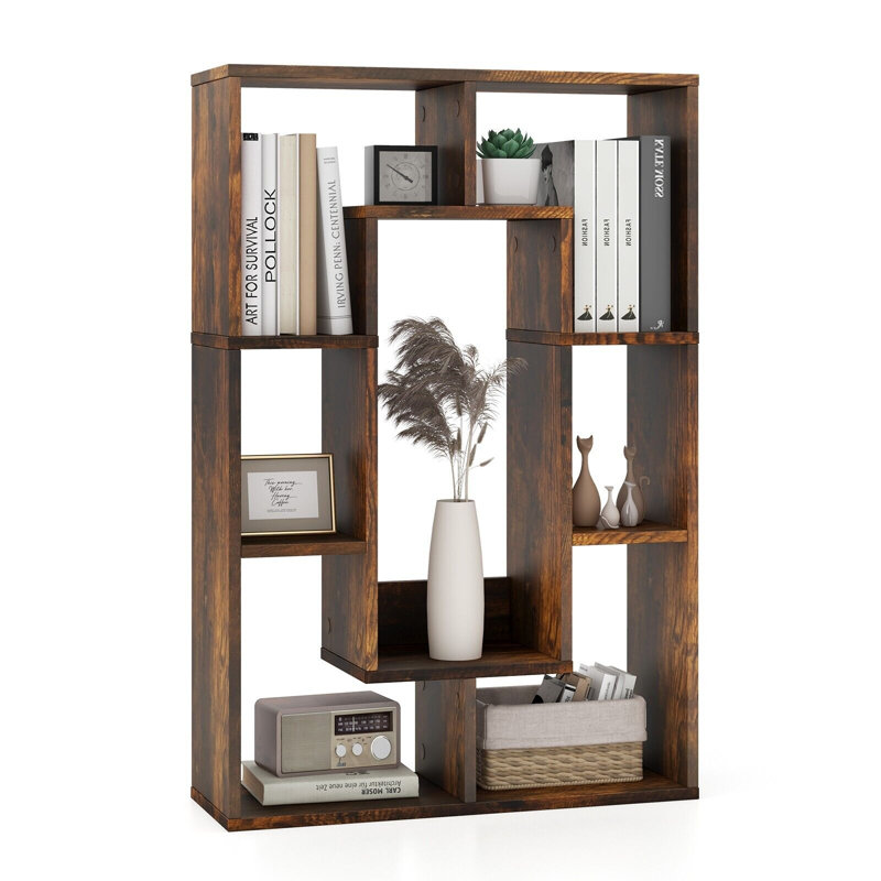 Olna 60 cm W Geometric Bookcase, Brown