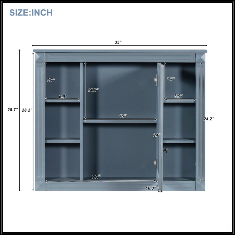 Armoire de rangement murale de salle de bain 35 po x 28 po