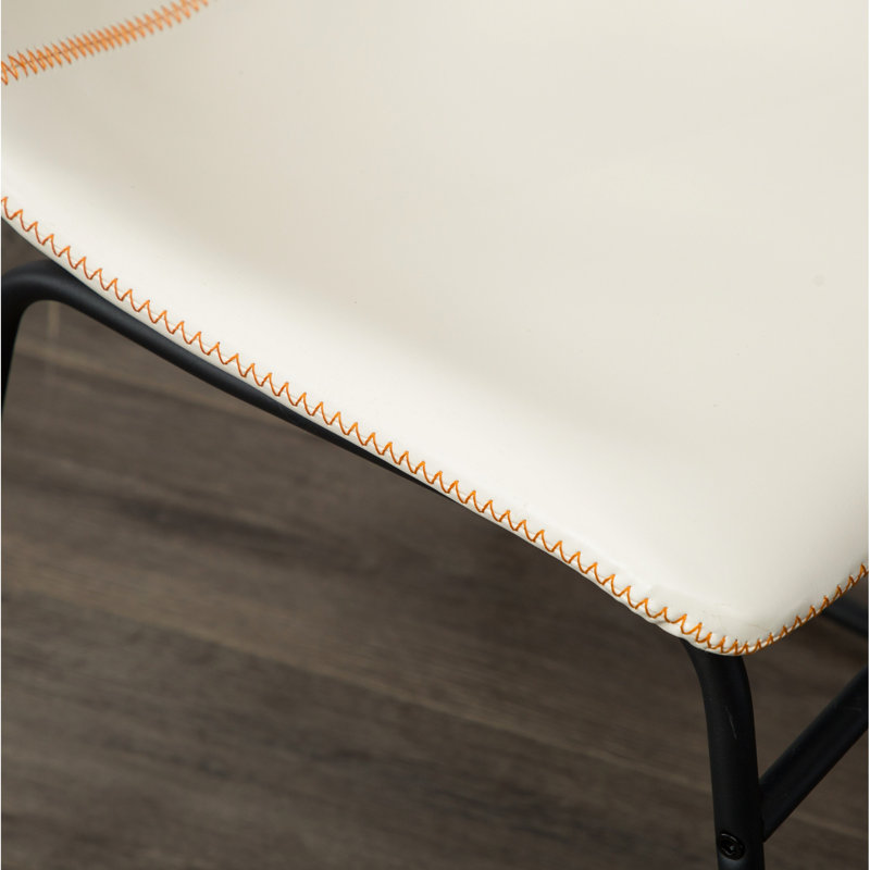 2 chaises en cuir synthétique blanc rétro - siège moulé pour un confort accru, l 18,5 po x P 22,25 po H 31,5 po, Blanc