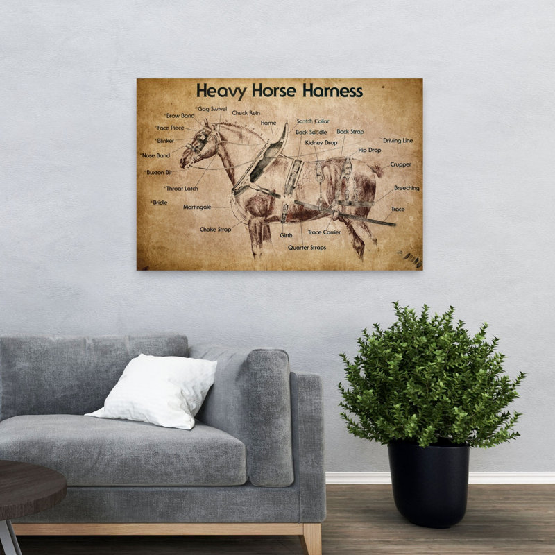 Art contemporain cheval lourd, H 32 po x l 48 po