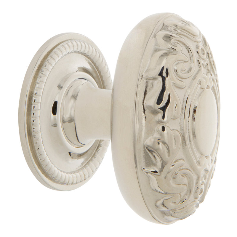 Victorian 1 3/4" Length Oval Knob, Polished Nickel