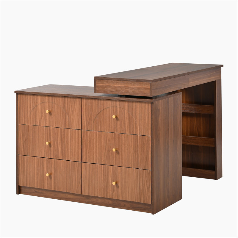 Bureau de coiffeuse avec miroir et lumières, table de coiffeuse avec plateau de table rabattable et tiroirs et tablettes de rangement