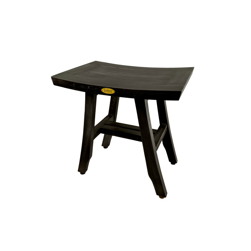 Teak Shower Bench, Dark Gray, 18" H x 18" W x 12" D