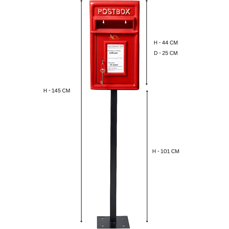 Post Box, Red, 44cm H x 20cm H x 25cm D