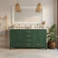 Meuble-lavabo 60 po, meuble-lavabo avec cadre en bois massif, comptoir autoportant avec 2 cuves-129459496