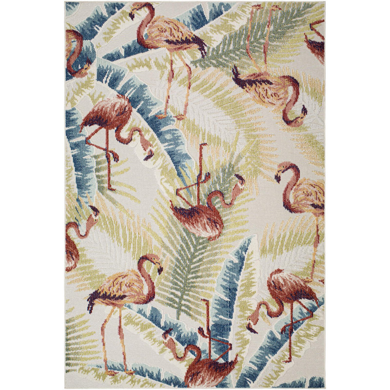 Tapis extérieur ardoise et crème Anandi, Rectangle 6 pi 7 po x 9 pi