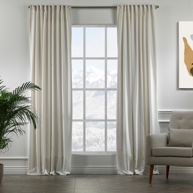 Paire de rideaux obscurcissant avec pattes de couleur unie, L 52 po x L 72 po, Blanc