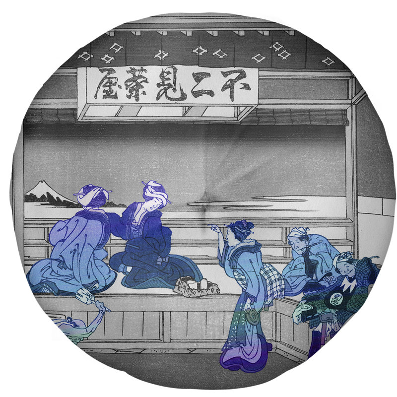 Coussin Katsushika Hokusai Yoshida at Tokaido, 31,5 po x 63 po, Bleu