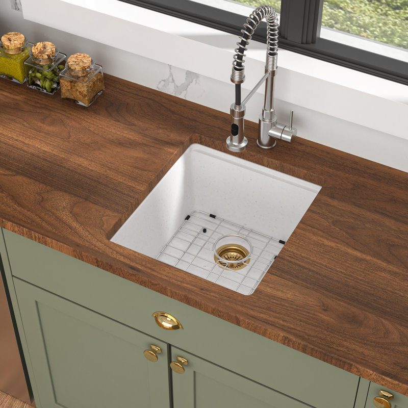 Undermount Workstation Single Bowl Granite Composite Kitchen Sink with Colander, Cutting Board,Basket Strainer and Dish-Drying Rack