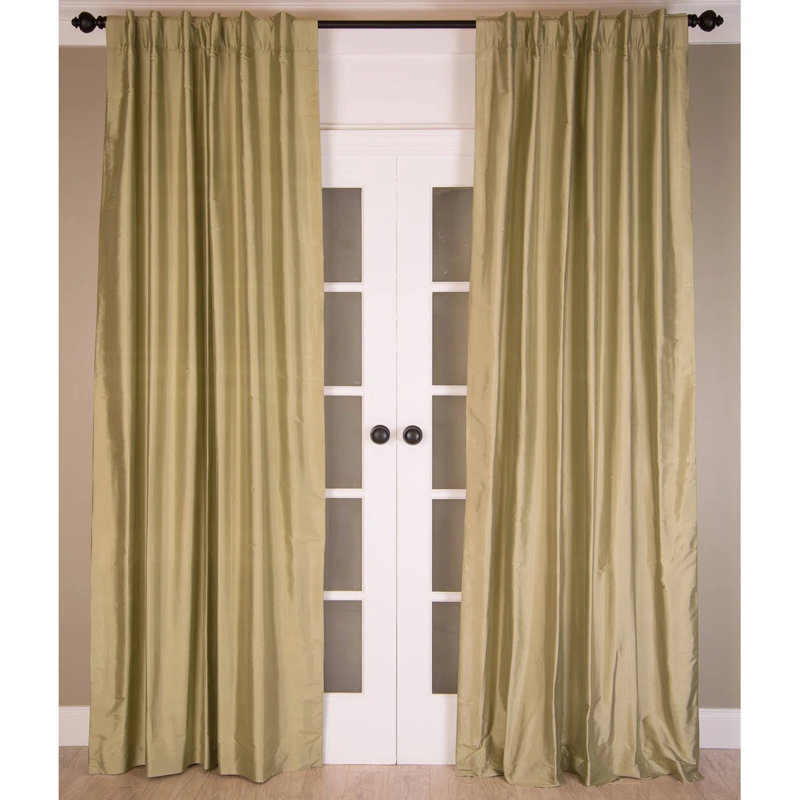 Panneau de rideau simple obscurcissant en soie unie pour salon, Sable, l 51 po x L 96 po