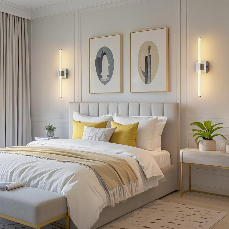 1-Light 24'' LED Wallchiere Wall Light Dimmable & Rechargeable, Silver, Nickel