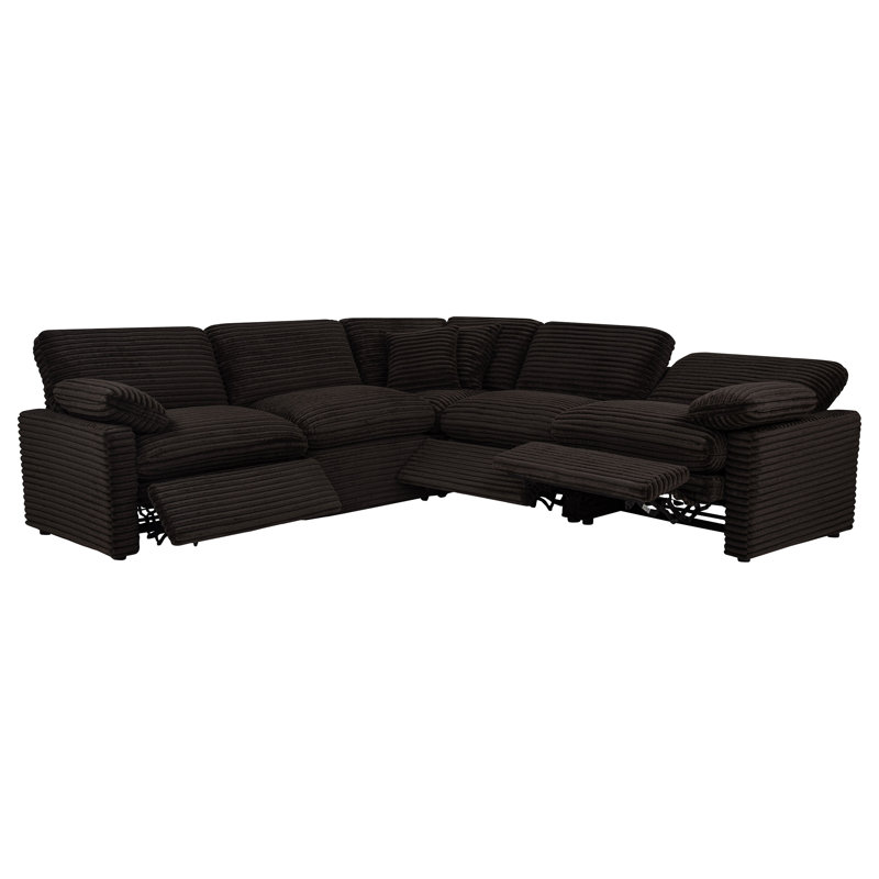 Canapé modulaire inclinable électrique brun chocolat 5 pièces Collins, Chocolate Brown Corduroy
