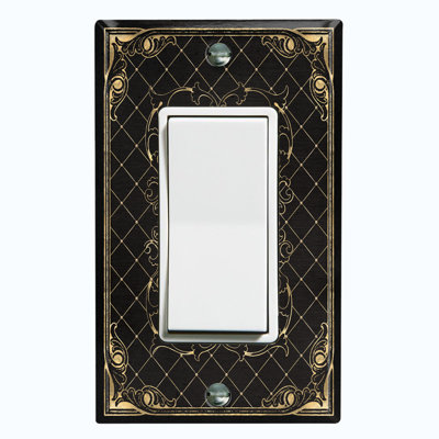 French Victorian Frame Black 2 Patterned 1 - Gang Rocker Standard Wall Plate