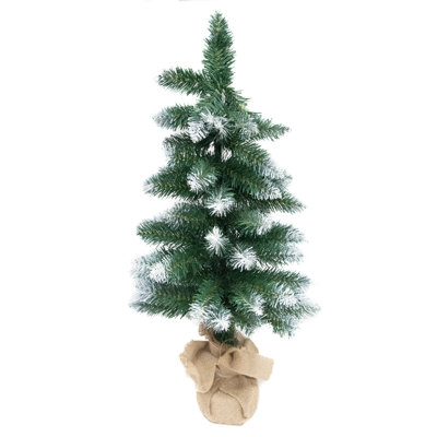 Sapin de Noël en épicéa de 60 cm (2 pi) avec 66 branches et base recouverte de jute