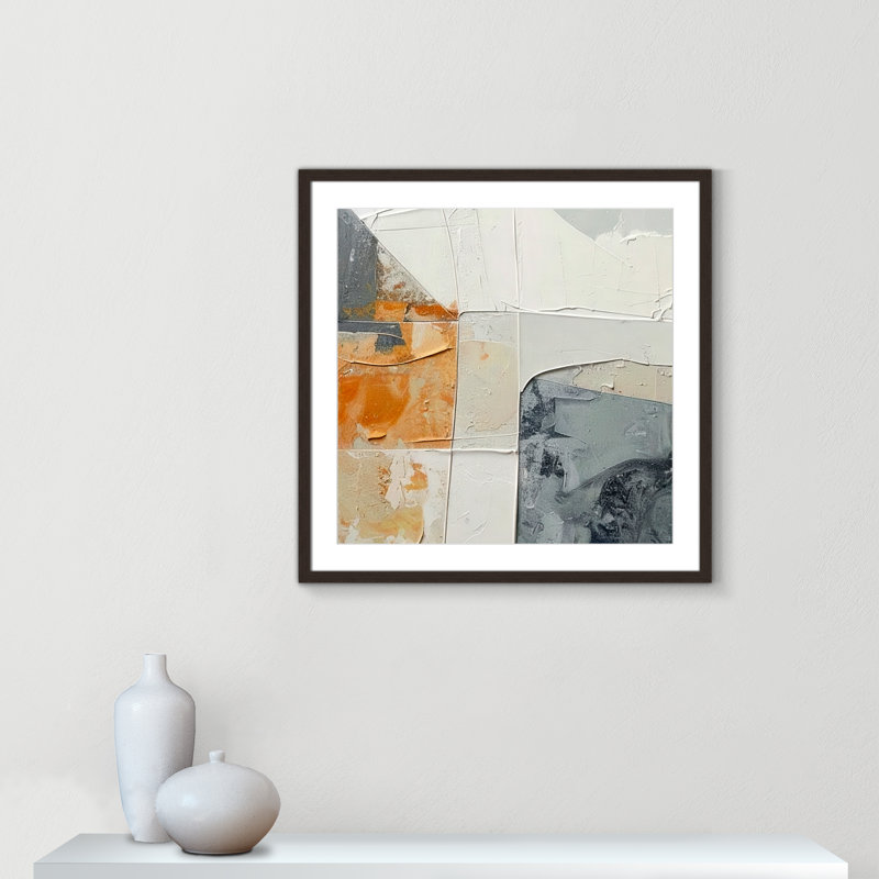 «Plastered II» par Alonza Saunders, L 27,5 po x H 27,5 po, Matted Print, Noyer à grain ouvert
