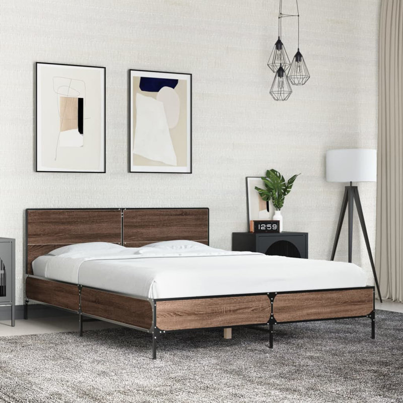 Adamek Bed, Brown Oak, European Double (140 x 200 cm)