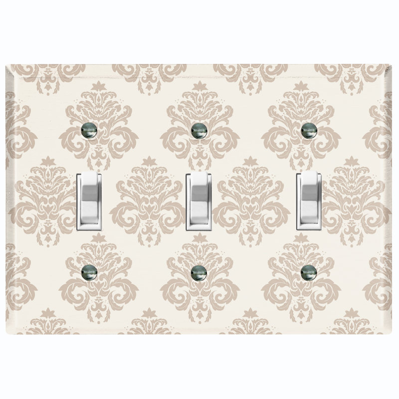 Plaque murale 3 interrupteurs à bascule Damask, Beige