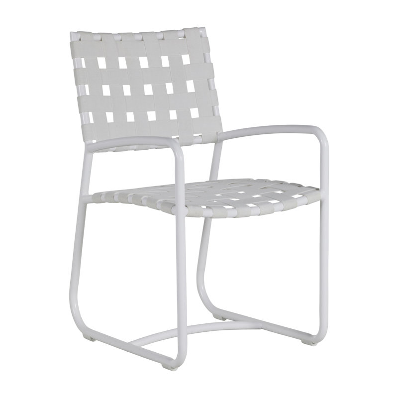 Chaise avec accoudoirs Catalina - Craie avec sangle blanche, Cadre craie / siège blanc