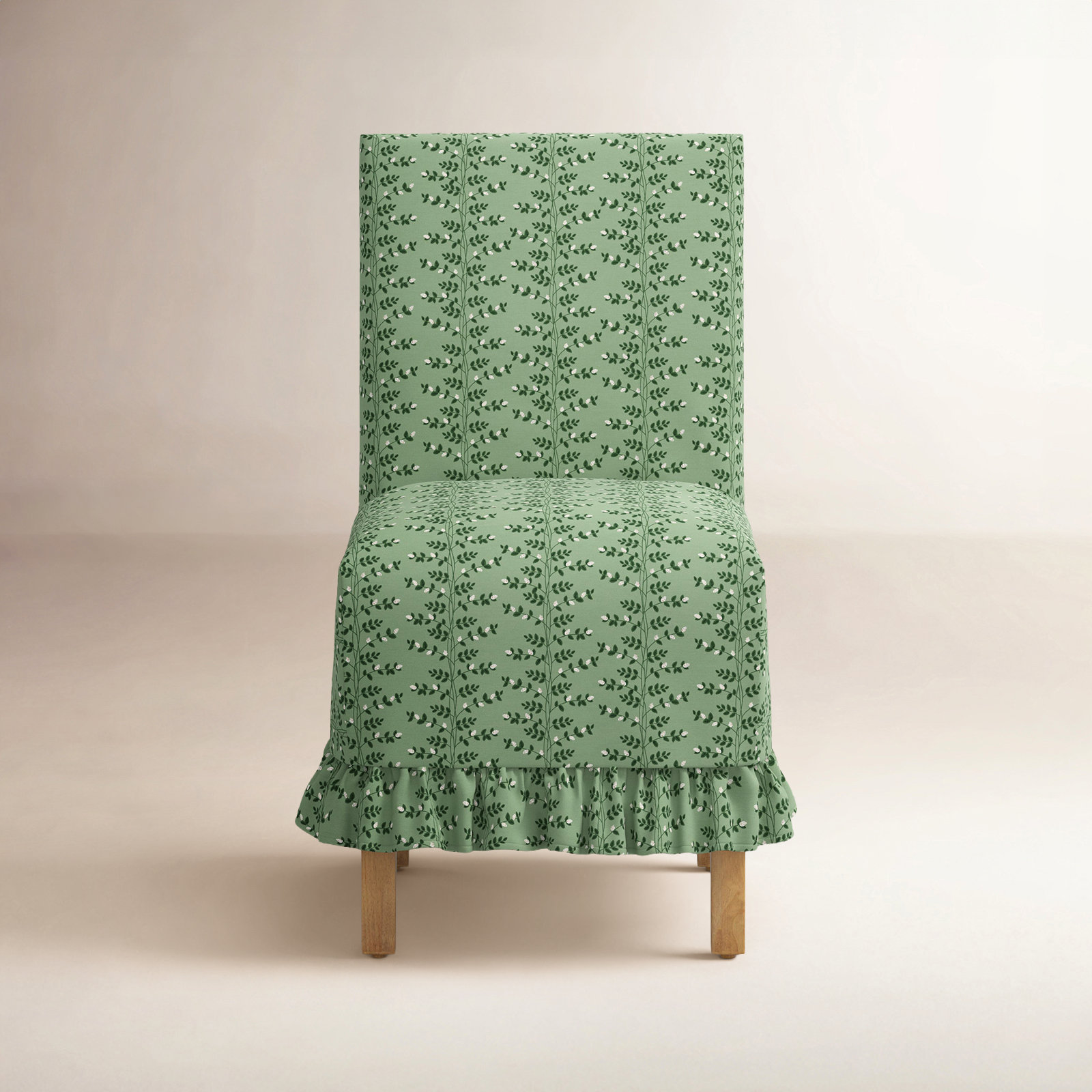 Louise Slipcover Dining Chair, Climbing Vines Green