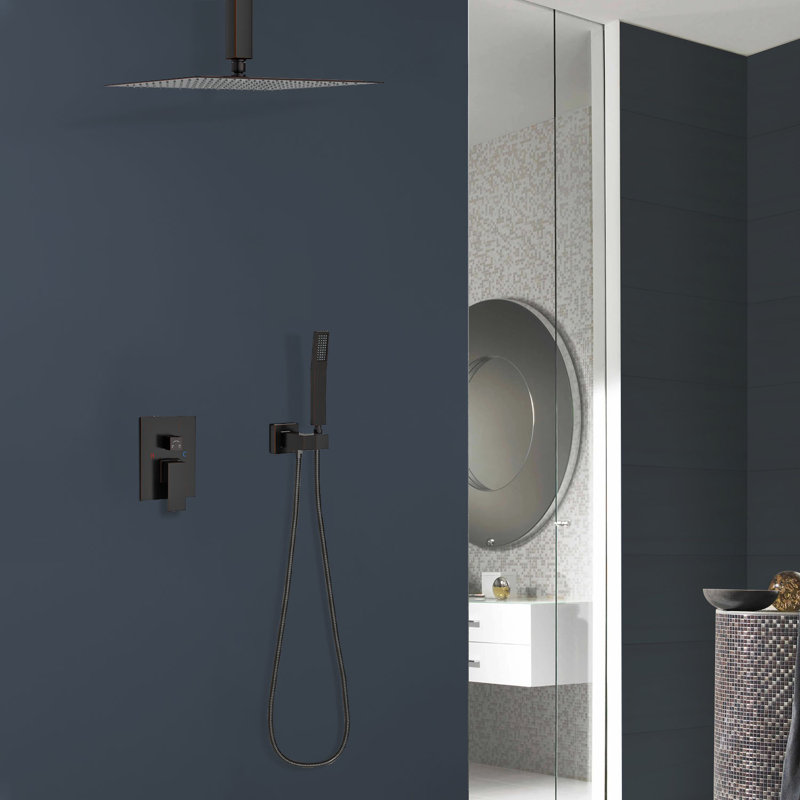 Système de douche carré à fixation au plafond 10 pouces avec valve brute Topcraft, Oil Rubbed Bronze
