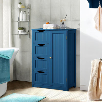Armoire de rangement en bois pour plancher / côté avec 4 tiroirs et 1 armoire, unité de rangement sur pied pour la maison