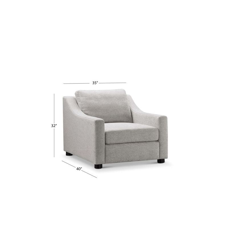 Fauteuil l 35 "Eilee, Gris chenille