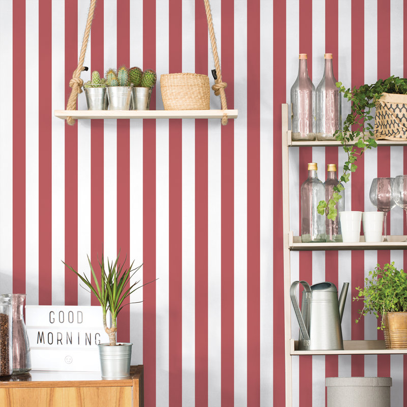 Smart Stripes 2 33' L x 21" W Wallpaper Roll, Pink