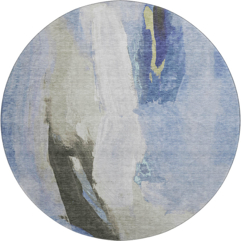 Premium Machine Washable Mouton Abstract Rug, Round 8'