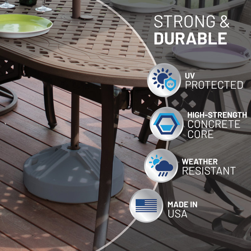 Grey UV-Stabilized Polymer Fillable Patio Umbrella Base