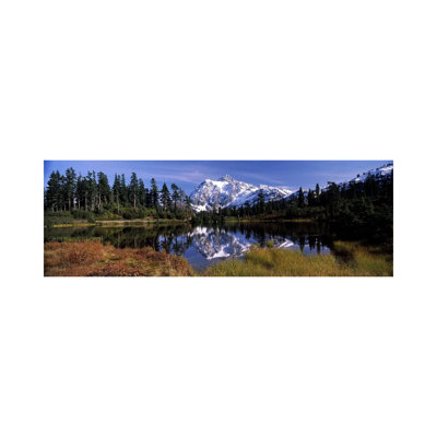 Reflection of Mountains in a Lake, Mt Shuksan, Picture Lake, North Cascades National Park 1 Piece Wrapped Canvas Panoramic Wall Art