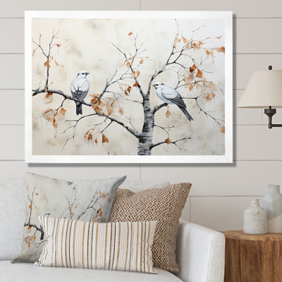 Arbre de bouleau avec oiseaux - Minimalisme