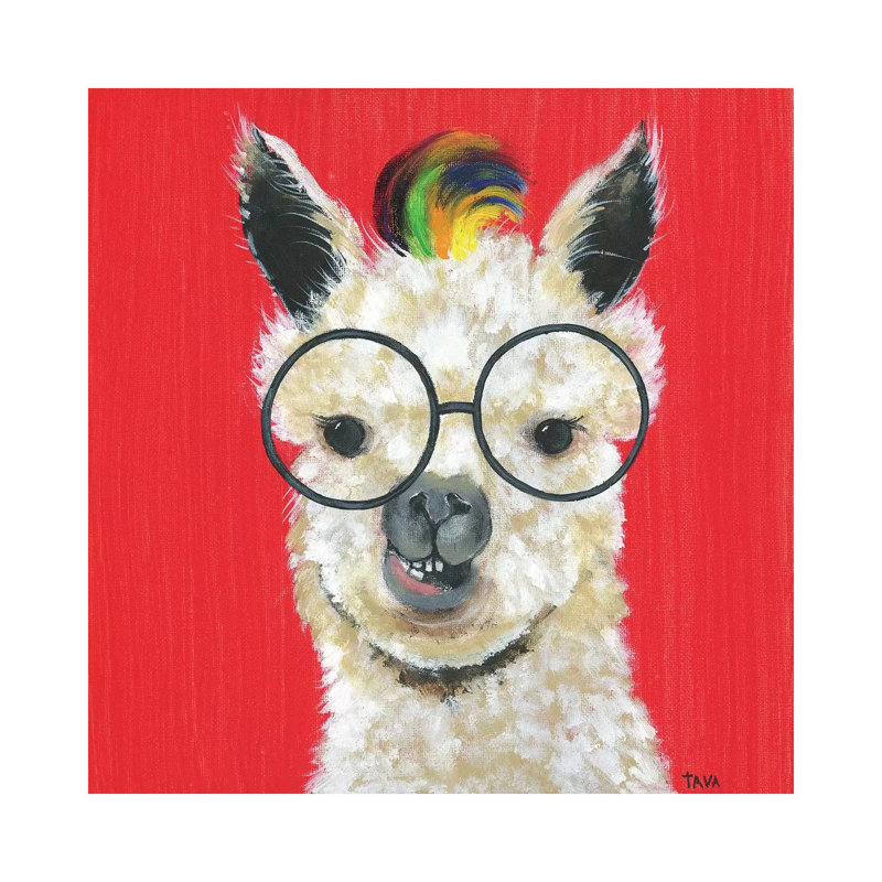 Llama Rockstar by Tava Studios - Gallery-Wrapped Canvas Giclée on Canvas, 30.48 cm H x 30.48 cm W, Canvas