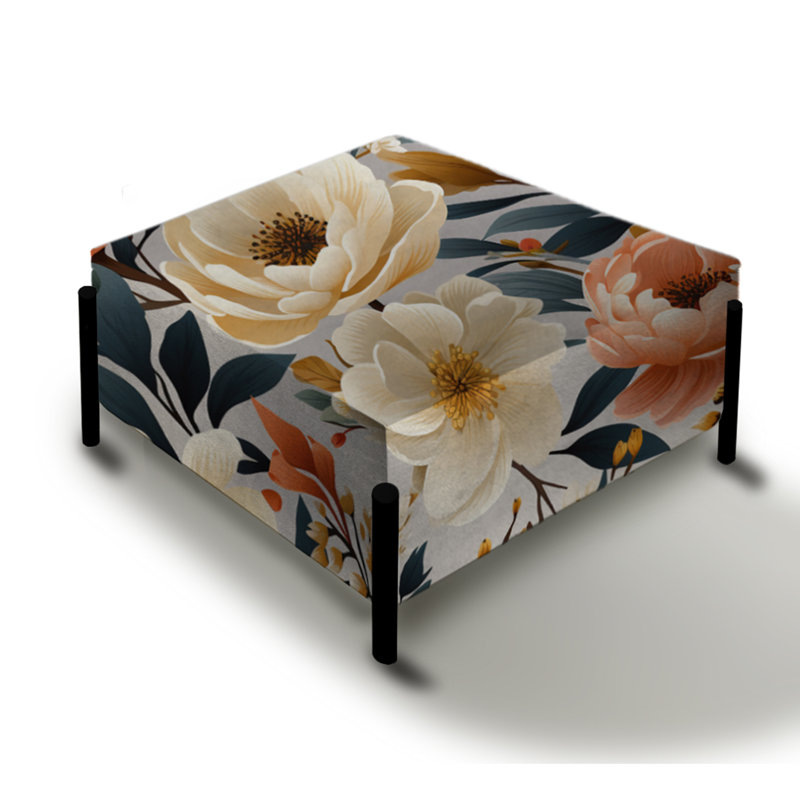 Coral Rustic Elegance Motif floral - Grand repose-pieds carré floral