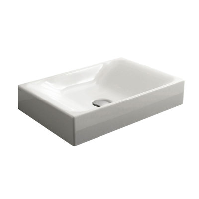 WS Bath Collections Cento 13.8'' Glossy White Ceramic Rectangular Bathroom Sink