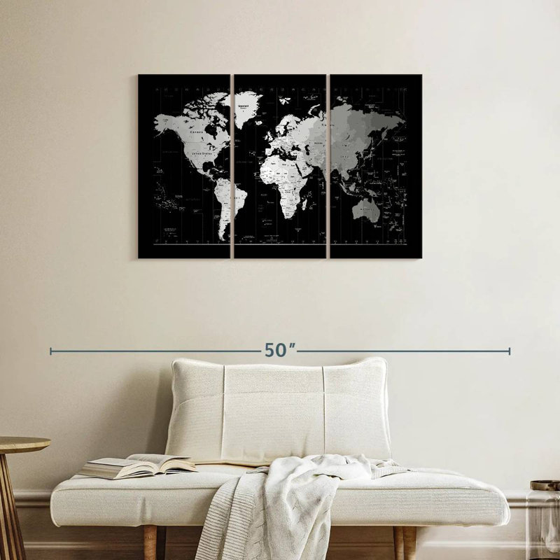 Aliaz Time Zone World Map II, 24" H x 38" W