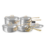 Mauviel M'cook B 11-Piece Cookware Set With Brass Handles, With Inobrill Bonus