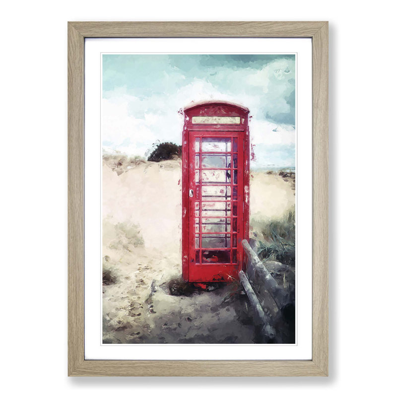 Red Telephone Box in Abstract - Framed Print, Oak Framed, 36cm H x 27cm W x 2cm D
