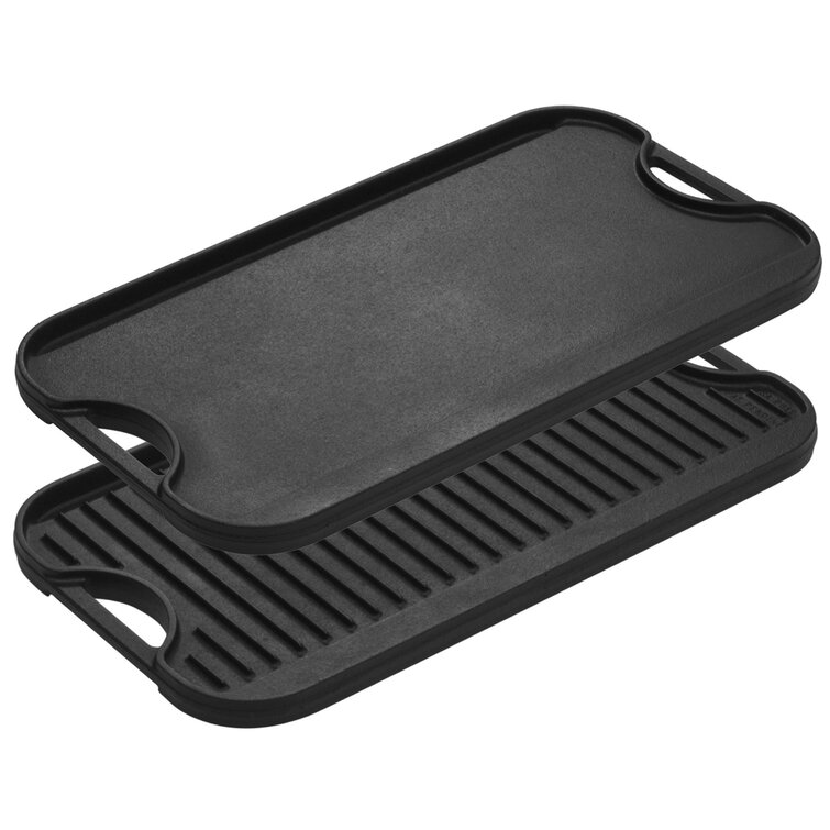 Lodge Cast Iron 10.5 Inch Square Cast Iron Reversible Grill/Griddle -  Induction Compatible - Black in the Cooking Pans & Skillets department at