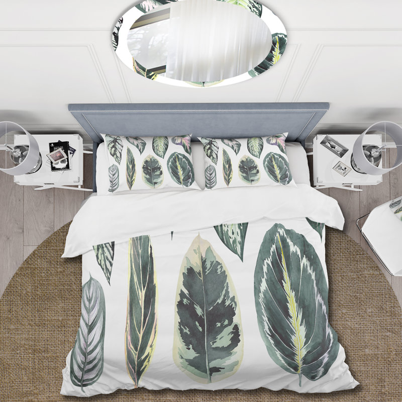 Ensemble de housse de couette Tropical Calathea - Bohème et éclectique - Polyester microfibre