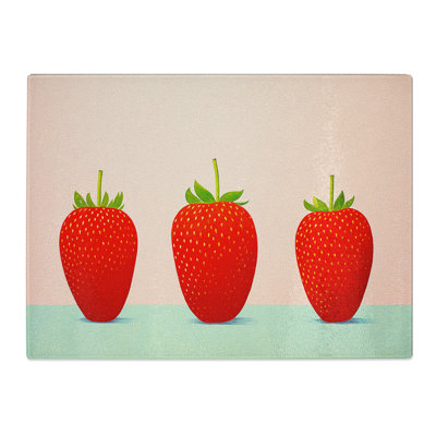 Strawberry Minimalism  Glass Chopping Board