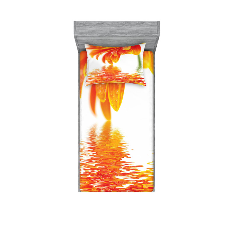 Drap-housse et coussin décoratif Ambesonne, Ensemble de draps pour lit simple + 5 pièces supp