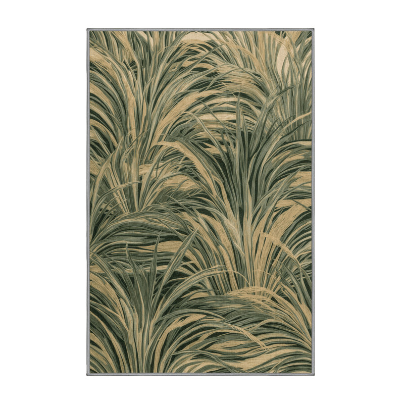Tapis botanique brun lavable à la machine, Tapis de couloir 2 pi x 4 pi