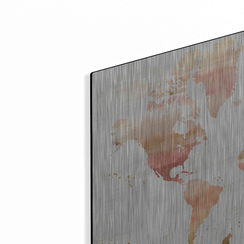 «Desert Blooms Abstract Map» par Laura Marshall, art mural en métal, H 16 po x l 24 po