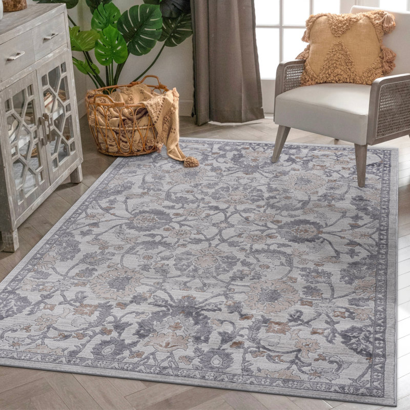5X7 Oriental Area Rug, Sand, Rectangle 5 pi 3 po x 7 pi 6 po